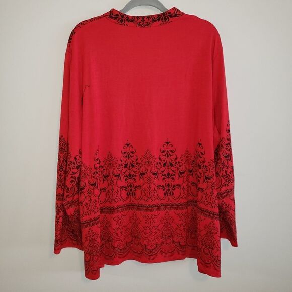 SOUTHERN LADY RED & BLACK PRINT WITH EMBELLISHMENTS BLOUSE TOP SIZE 3X - Picture 5 of 5